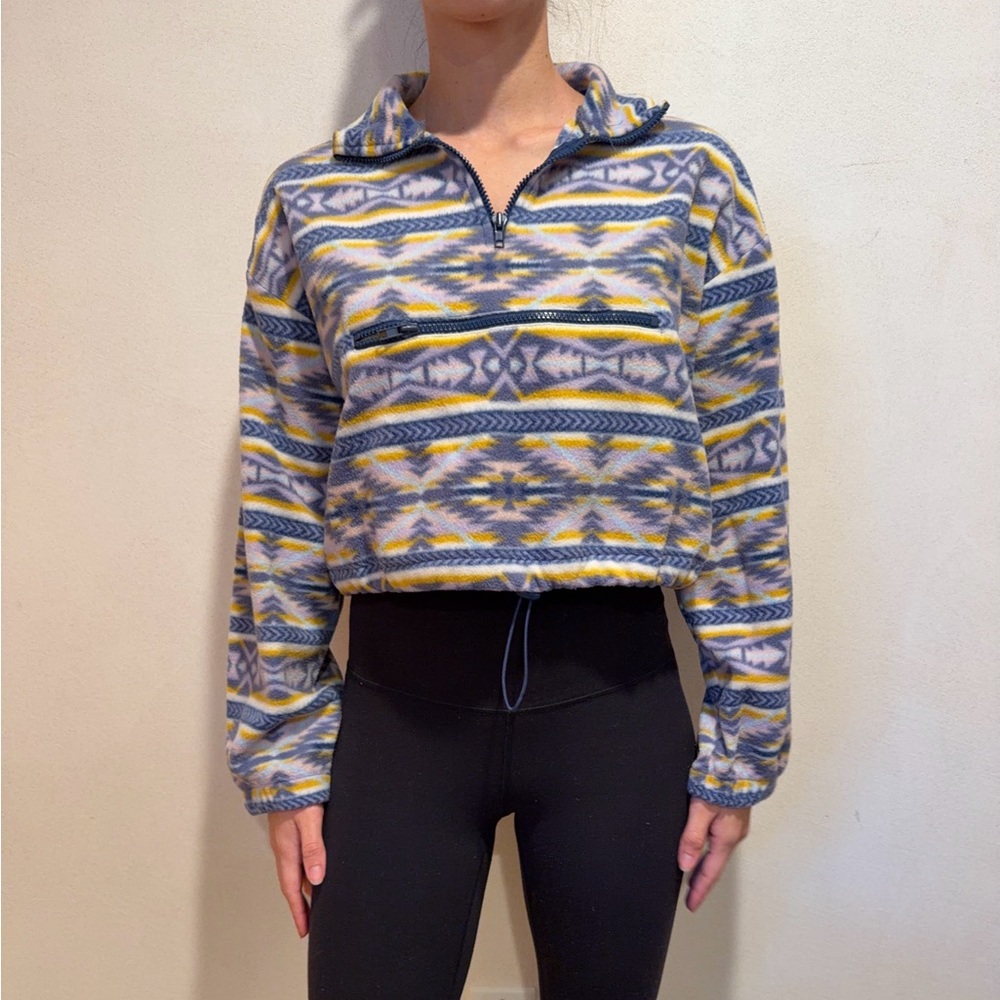 Forever 21 Patterned Quarter-Zip Fleece